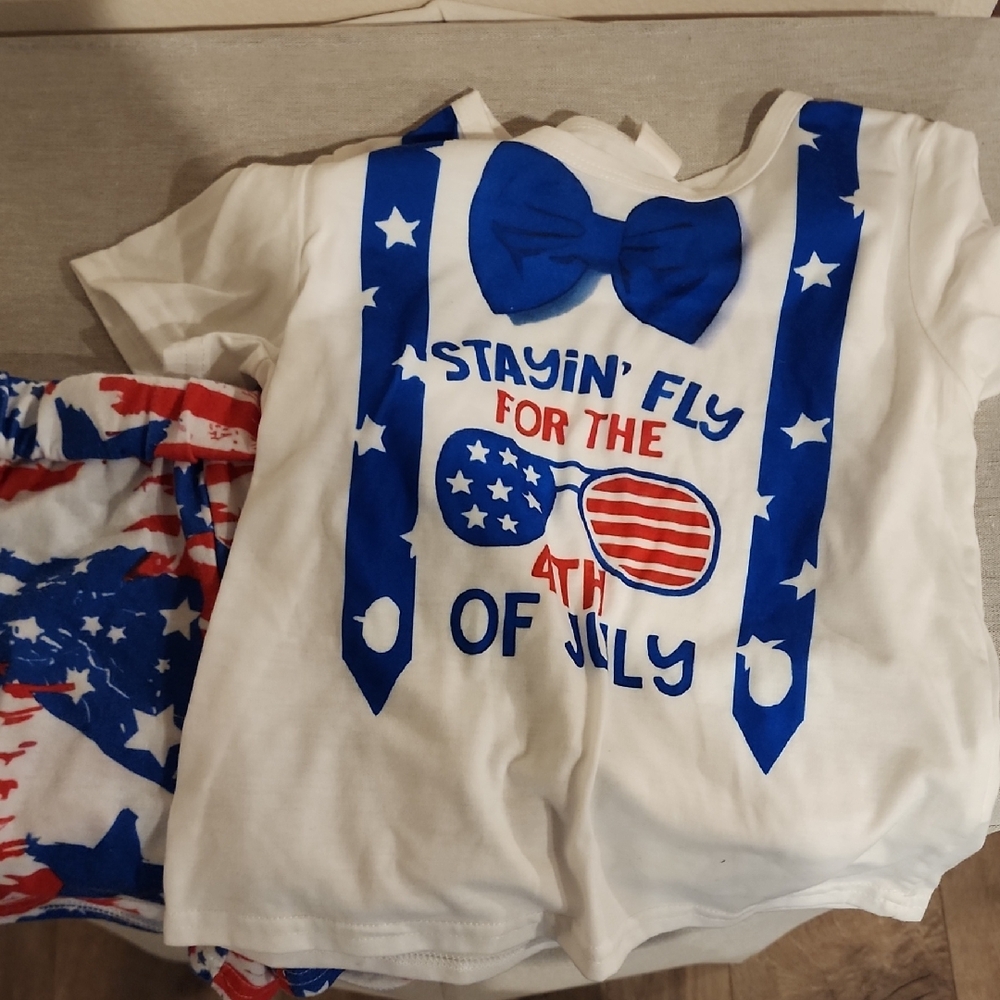 SHEIN White and Blue Kids Matching Set
